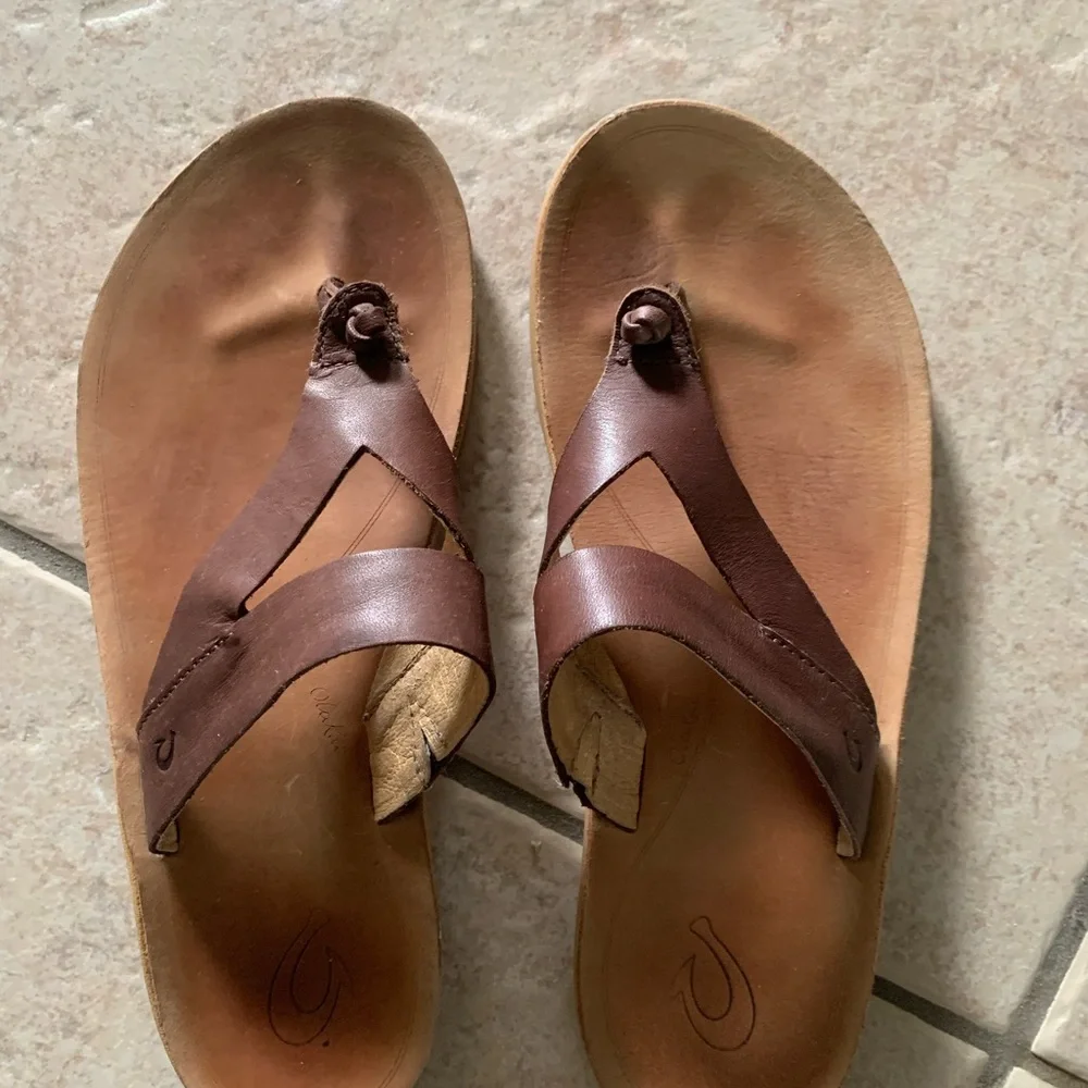 OluKai Women's Tan Leather Sandals - Picture 1 of 5